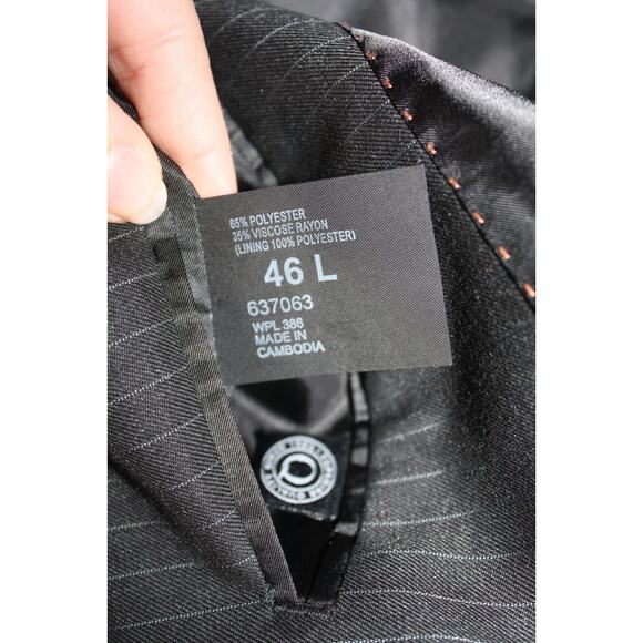 Haggar Men's Blazer Suit Jacket Black & Stripped Size 46L Classic Fit - Picture 8 of 11